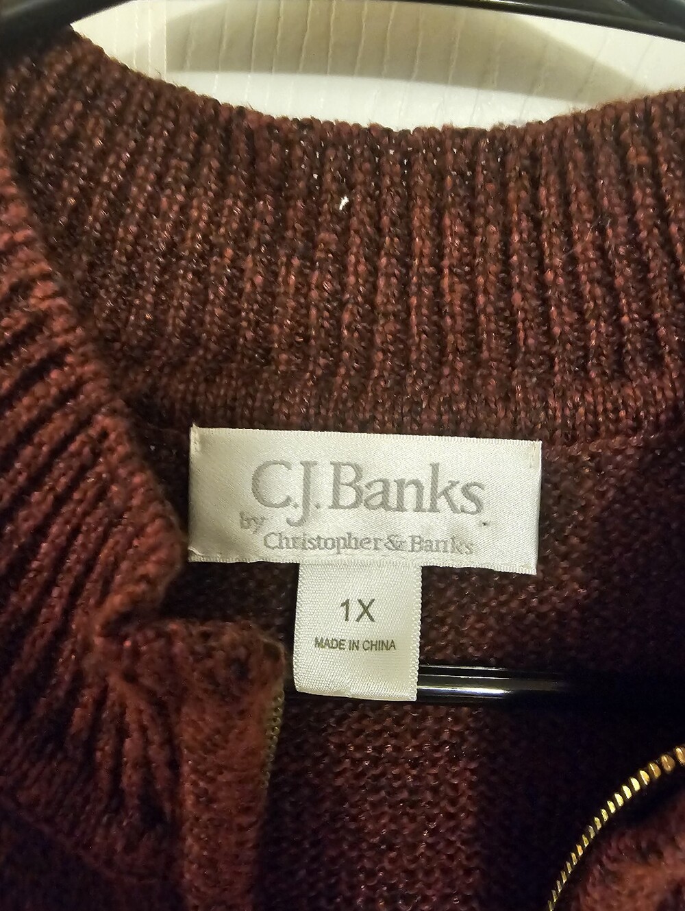Cj Bank Plus Zip Up Sweater Vest Sz 1x - Picture 2 of 4